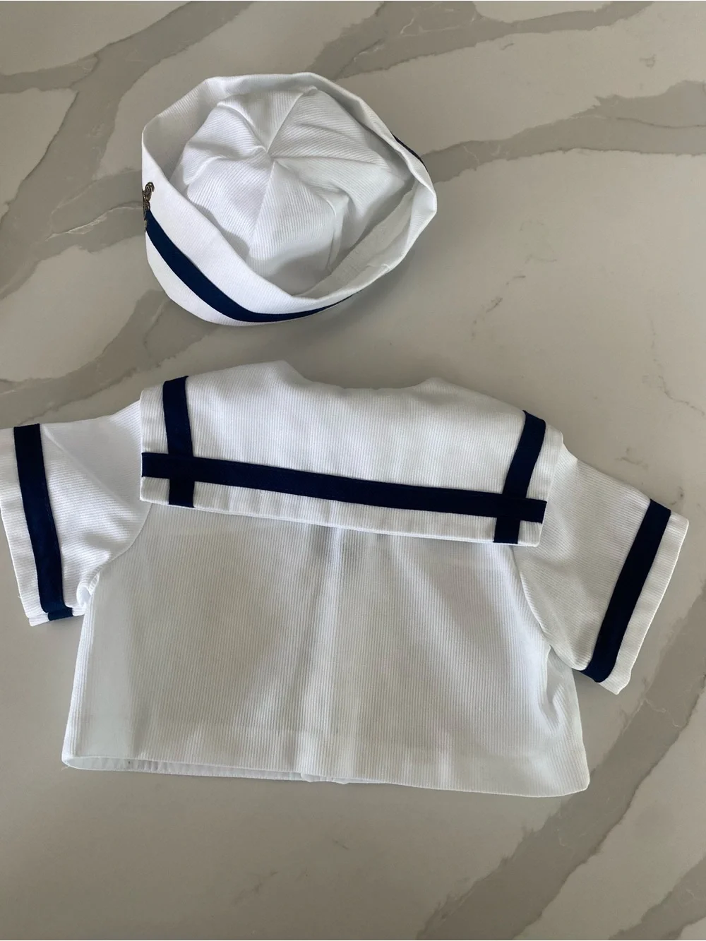 Vtg Good Lad Sailor navy seals baby Outfit 2pc gold embroidered anchor Top & Hat